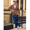 Runcati Mens Cardigan Sweater Cable Knit Shawl Collar Casual Sweaters(Brown)