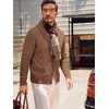 Runcati Mens Cardigan Sweater Cable Knit Shawl Collar Casual Sweaters(Brown)