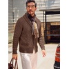 Runcati Mens Cardigan Sweater Cable Knit Shawl Collar Casual Sweaters(Coffee)