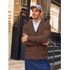 Runcati Mens Cardigan Sweater Cable Knit Shawl Collar Casual Sweaters(Coffee)