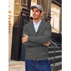 Runcati Mens Cardigan Sweater Cable Knit Shawl Collar Casual Sweaters(Dark Grey)