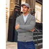 Runcati Mens Cardigan Sweater Cable Knit Shawl Collar Casual Sweaters(Grey)