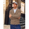 Runcati Mens Cardigan Sweater Cable Knit Shawl Collar Casual Sweaters(Khaki)