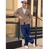 Runcati Mens Cardigan Sweater Cable Knit Shawl Collar Casual Sweaters(Khaki)