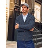 Runcati Mens Cardigan Sweater Cable Knit Shawl Collar Casual Sweaters(Navy)