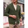 Runcati Mens Cardigan Sweater Shawl Collar Button Down Casual Knit Sweaters(Army Green)