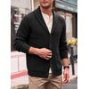 Runcati Mens Cardigan Sweater Shawl Collar Button Down Casual Knit Sweaters(Black)