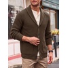 Runcati Mens Cardigan Sweater Shawl Collar Button Down Casual Knit Sweaters(Brown)
