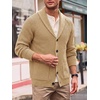 Runcati Mens Cardigan Sweater Shawl Collar Button Down Casual Knit Sweaters(Khaki)