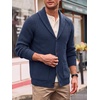 Runcati Mens Cardigan Sweater Shawl Collar Button Down Casual Knit Sweaters(Navy)