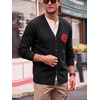 Runcati Mens Cardigan Sweater V Neck Slim Fit Knit Button Down Sweaters(Black)