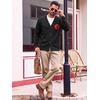 Runcati Mens Cardigan Sweater V Neck Slim Fit Knit Button Down Sweaters(Black)