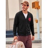 Runcati Mens Cardigan Sweater V Neck Slim Fit Knit Button Down Sweaters(Black)