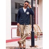 Runcati Mens Cardigan Sweater V Neck Slim Fit Knit Button Down Sweaters(Navy)