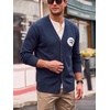 Runcati Mens Cardigan Sweater V Neck Slim Fit Knit Button Down Sweaters(Navy)