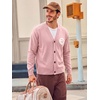 Runcati Mens Cardigan Sweater V Neck Slim Fit Knit Button Down Sweaters(Pink)