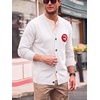 Runcati Mens Cardigan Sweater V Neck Slim Fit Knit Button Down Sweaters(White)