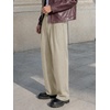 Runcati Mens Casual Dress Pants Elastic Waist Pleated Baggy Wide Leg Slacks(Apricot)