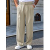 Runcati Mens Casual Dress Pants Elastic Waist Pleated Baggy Wide Leg Slacks(Apricot)