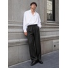 Runcati Mens Casual Dress Pants Elastic Waist Pleated Baggy Wide Leg Slacks(Black)