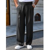 Runcati Mens Casual Dress Pants Elastic Waist Pleated Baggy Wide Leg Slacks(Black)