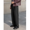Runcati Mens Casual Dress Pants Elastic Waist Pleated Baggy Wide Leg Slacks(Black)