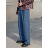 Runcati Mens Casual Dress Pants Elastic Waist Pleated Baggy Wide Leg Slacks(Bluish Grey)