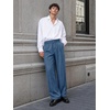 Runcati Mens Casual Dress Pants Elastic Waist Pleated Baggy Wide Leg Slacks(Bluish Grey)