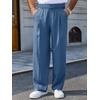 Runcati Mens Casual Dress Pants Elastic Waist Pleated Baggy Wide Leg Slacks(Bluish Grey)
