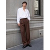 Runcati Mens Casual Dress Pants Elastic Waist Pleated Baggy Wide Leg Slacks(Brown)