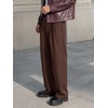 Runcati Mens Casual Dress Pants Elastic Waist Pleated Baggy Wide Leg Slacks(Brown)