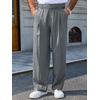 Runcati Mens Casual Dress Pants Elastic Waist Pleated Baggy Wide Leg Slacks(Grey)