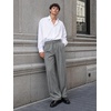 Runcati Mens Casual Dress Pants Elastic Waist Pleated Baggy Wide Leg Slacks(Grey)