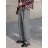 Runcati Mens Casual Dress Pants Elastic Waist Pleated Baggy Wide Leg Slacks(Grey)