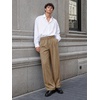 Runcati Mens Casual Dress Pants Elastic Waist Pleated Baggy Wide Leg Slacks(Khaki)