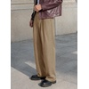 Runcati Mens Casual Dress Pants Elastic Waist Pleated Baggy Wide Leg Slacks(Khaki)