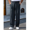 Runcati Mens Casual Dress Pants Elastic Waist Pleated Baggy Wide Leg Slacks(Navy)