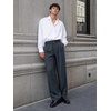 Runcati Mens Casual Dress Pants Elastic Waist Pleated Baggy Wide Leg Slacks(Navy)