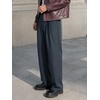 Runcati Mens Casual Dress Pants Elastic Waist Pleated Baggy Wide Leg Slacks(Navy)