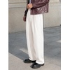 Runcati Mens Casual Dress Pants Elastic Waist Pleated Baggy Wide Leg Slacks(White)