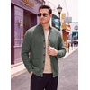 Runcati Mens Casual Waffle Knit Cardigan Sweater Stand Collar with Pockets(Dark Grey)