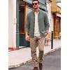 Runcati Mens Casual Waffle Knit Cardigan Sweater Stand Collar with Pockets(Grey)