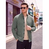 Runcati Mens Casual Waffle Knit Cardigan Sweater Stand Collar with Pockets(Grey)