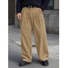 Runcati Mens Corduroy Baggy Pants Wide Leg Casual Fall Winter Slacks(Apricot)