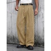 Runcati Mens Corduroy Baggy Pants Wide Leg Casual Fall Winter Slacks(Apricot)