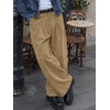 Runcati Mens Corduroy Baggy Pants Wide Leg Casual Fall Winter Slacks(Apricot)