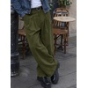 Runcati Mens Corduroy Baggy Pants Wide Leg Casual Fall Winter Slacks(Army Green)