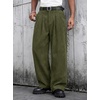 Runcati Mens Corduroy Baggy Pants Wide Leg Casual Fall Winter Slacks(Army Green)