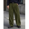 Runcati Mens Corduroy Baggy Pants Wide Leg Casual Fall Winter Slacks(Army Green)