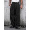 Runcati Mens Corduroy Baggy Pants Wide Leg Casual Fall Winter Slacks(Black)